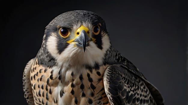 a close up of a peregrine falcon on a black background photo