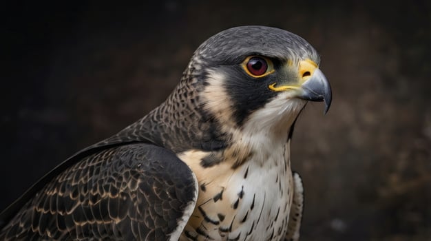 a close up of a peregrine falcon on a black background photo