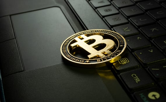 Cryptocurrency golden bitcoin coin photo