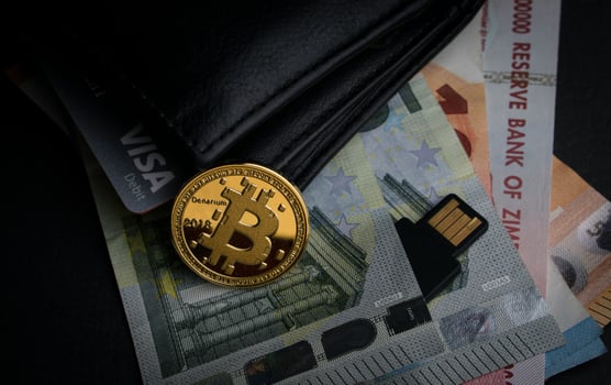 Cryptocurrency golden bitcoin coin photo