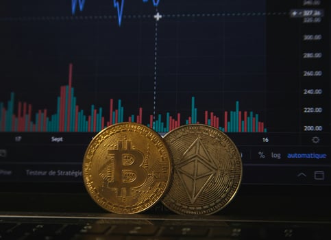 Cryptocurrency golden bitcoin coin photo