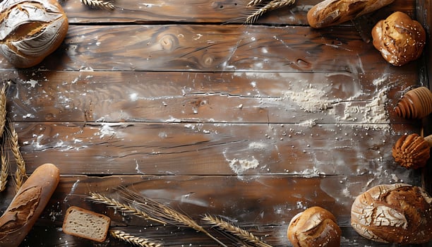Whole Wheat and White Bread on Wooden Background photo