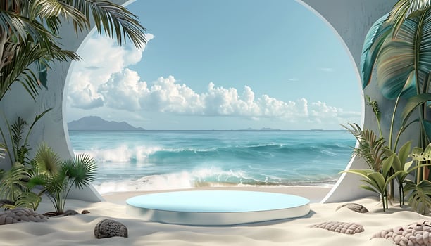 Summer Podium on Sandy Beach photo