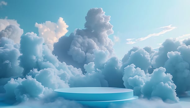 Minimal Cloud Background with Podium photo