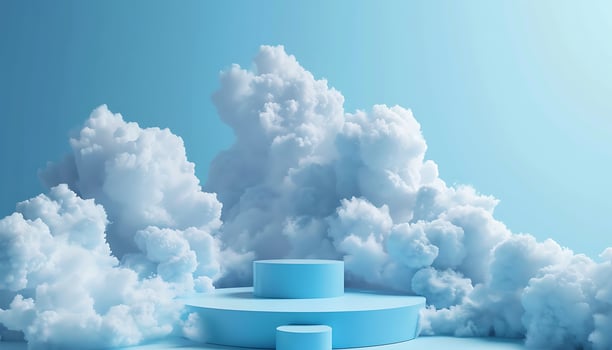 Minimal Studio Scene with Cloud Platform photo