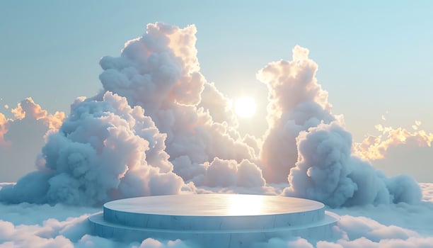 Minimalist Cloud Background with Podium photo