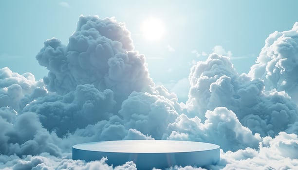 Blue Podium in Pastel Cloud Setting photo