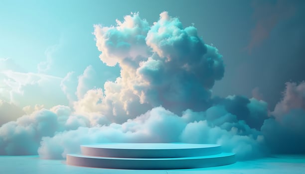 Dreamy Cloud Scene with Podium Stand photo