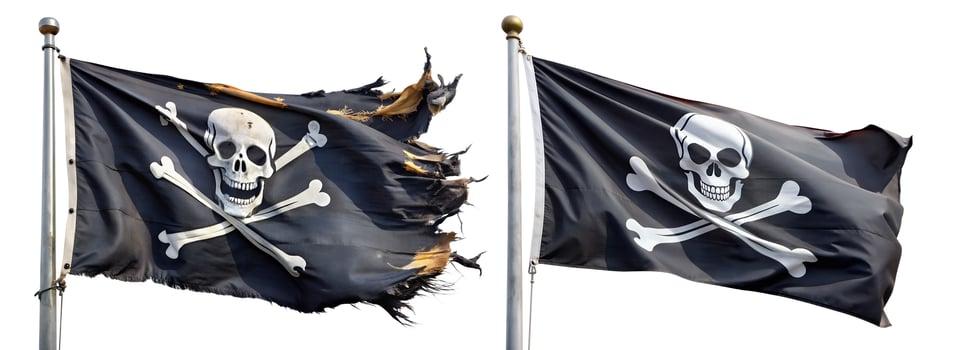 A pirate flag on a white background. Pirate's Day. photo