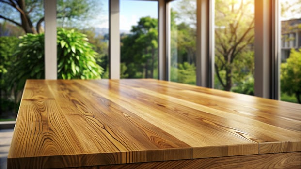 a table with a view of the outside photo