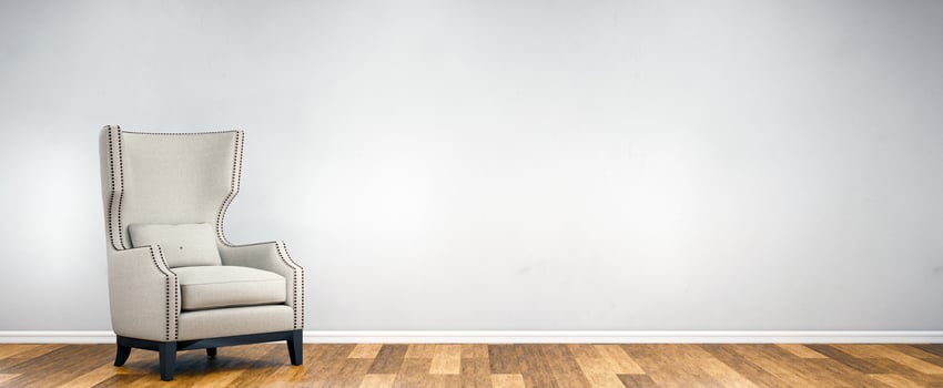 Minimal interior armchair zen style wooden chair in front of empty white wall. 3D Rendering photo
