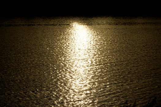 Sun reflecting in water on sunset photo