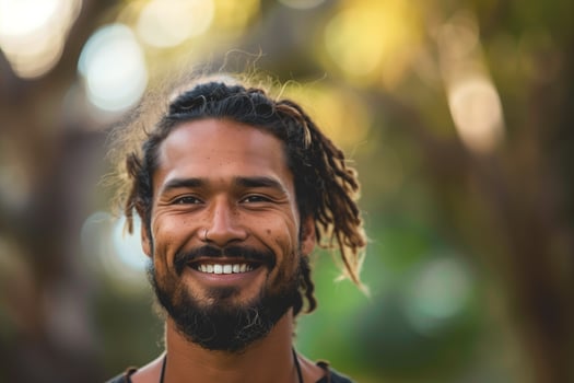 Smiling Man Outdoors In Natural Light photo
