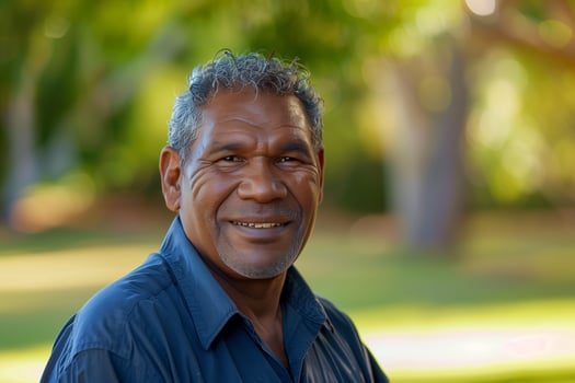 Aboriginal Australian Man Smiling Outdoors photo