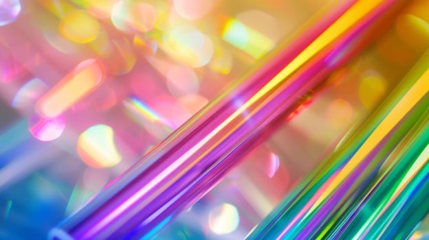 A closeup of a rainbowcolored metal straw perfect for brightening up any drink photo