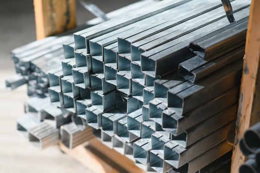 stack of square steel pipes for construction supplies.thailand photo