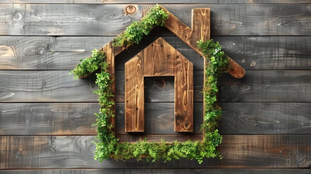 Grass House on Wooden Table photo