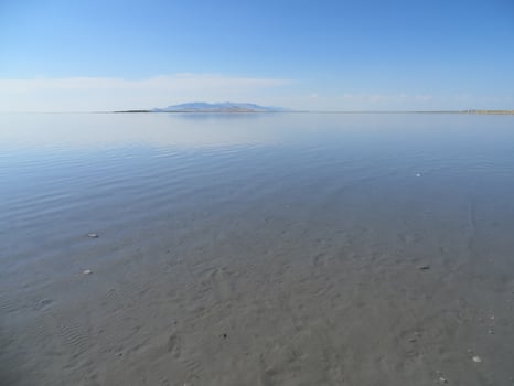 Calm Still Water of the Great Salt Lake, Antelope Island State Park, Utah, USA photo