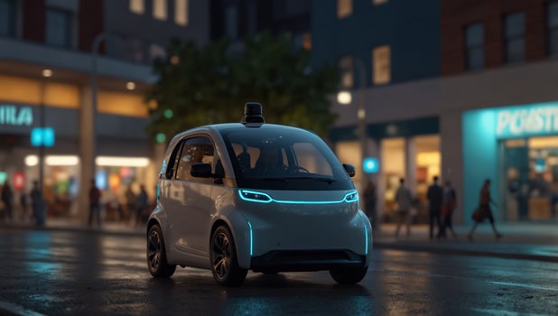 Autonomous vehicles transporting goods efficiently in smart cities. photo