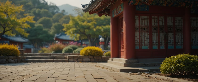 Cute and colorful Korean traditional background. photo