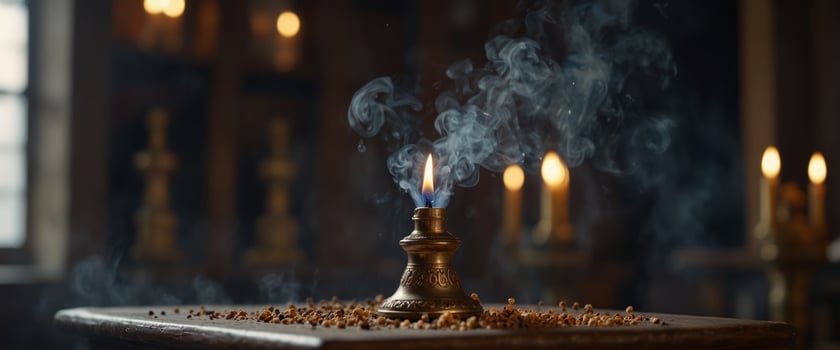 Orthodox incense, smoke Incense is a liturgical object of rite during the liturgy in the Orthodox Church The concept of Orthodoxy. photo