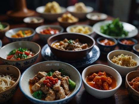 Variety authentic chinese traditional meal. photo