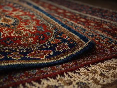 a traditional Persian rug, with its ornate borders and central medallion, representing timeless elegance and craftsmanship. photo