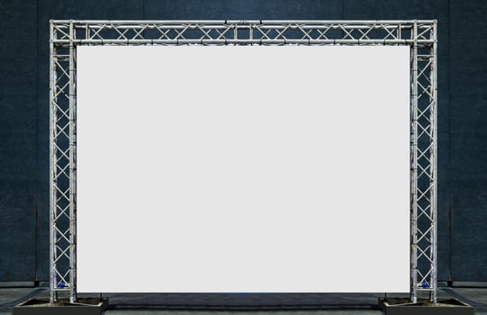 Mock up white backdrop billboard on exhibition booth. clipping path for mock up photo