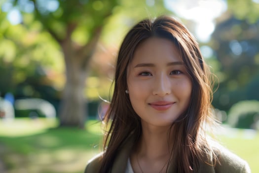 Beautiful Young Woman Smiling Outdoors photo