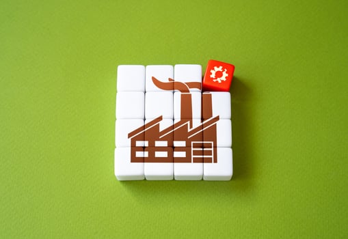 Factory breakdown. Equipment failure. Partial or complete shutdown of production. Effect of sanctions. Shortage of imported components. Disruption of the industrial production chain. photo