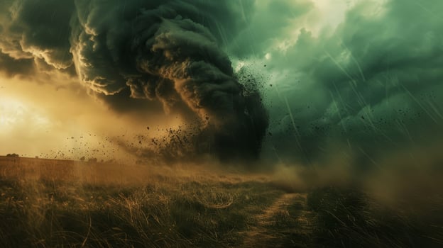 A tornado is blowing through a field photo