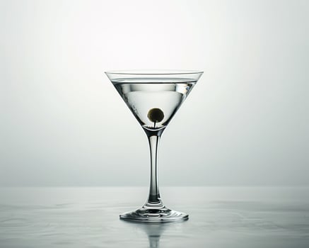 martini glass with olive on top photo