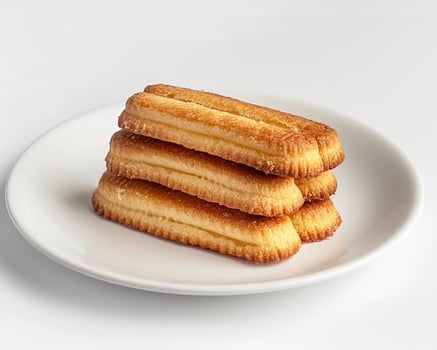 three pieces of bread on a white plate photo