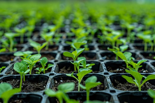 Closeup green seedling sprouting from the earth, symbolizing growth and organic agriculture, emphasizing eco friendly and healthy food practices. photo