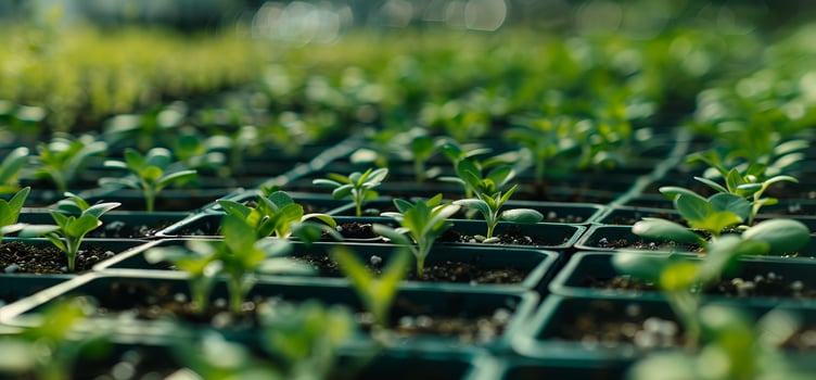 Closeup green seedling sprouting from the earth, symbolizing growth and organic agriculture, emphasizing eco friendly and healthy food practices. photo