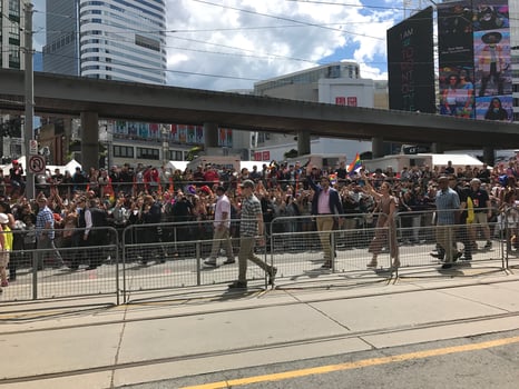 Toronto, Canada - June 26, 2017 - Prime Minister of Canada Justin Trudeau takes part in the annual Pride Parade in Toronto photo