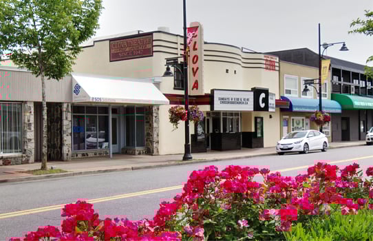 Surrey, Canada - June 9, 2019 - 176 Street. View of Clova Theatre which have been used as filming location Talon in TV Show Smallville photo