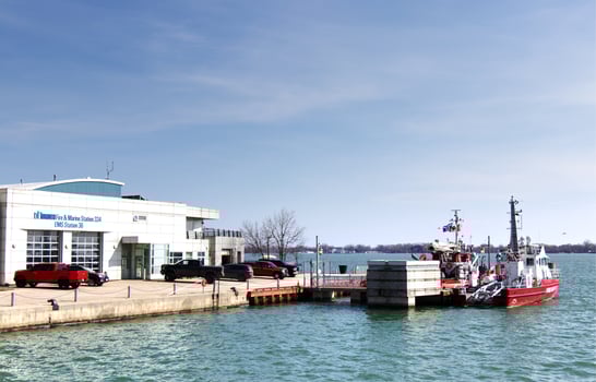 Toronto, Canada - March 20,2019 - Toronto Fire and Marine Station at the lake Ontario photo