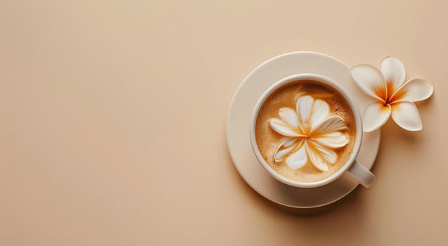 White Daisy Latte on Cream Saucer photo