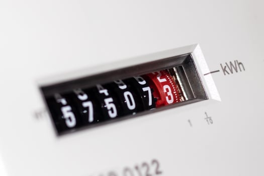 Electricity meter counter, digits showing electricity consumption photo