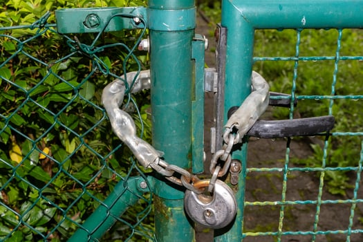 chain with lock on a garden gate photo