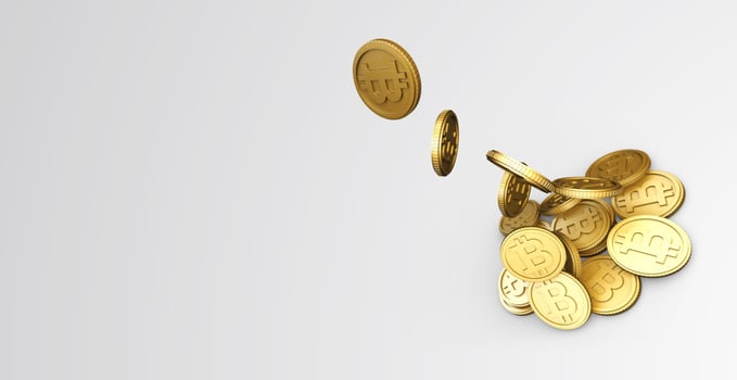 Illustration of world cryto digital currency bitcoin on white background. photo