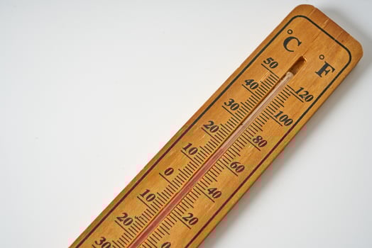 Vintage thermometer on a white background photo