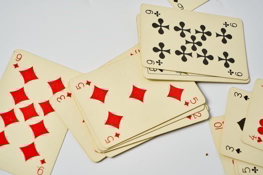 vintage play cards on a white background photo