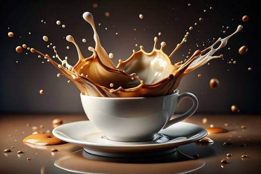 A cup of coffee with a splash of milk photo