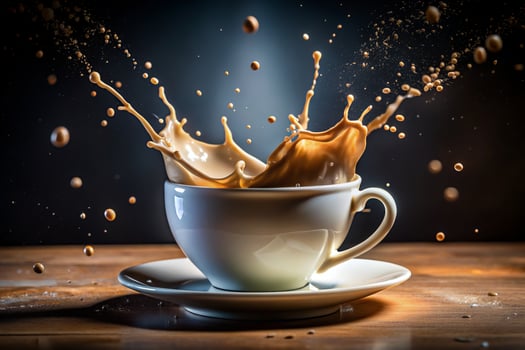 A cup of coffee with a splash of milk photo