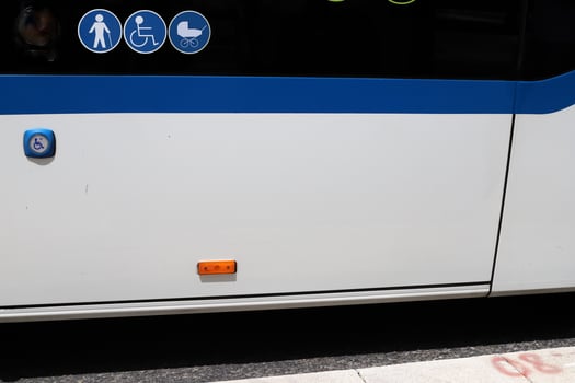Body parts of a city bus close-up. photo