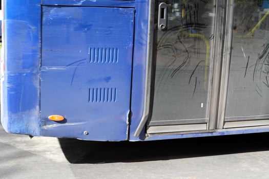 Body parts of a city bus close-up. photo