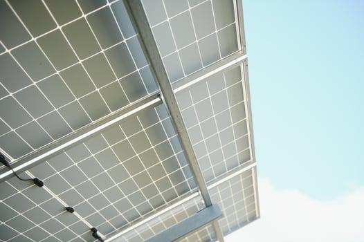 Solar panel, photovoltaic, alternative electricity source - selective focus, copy space photo