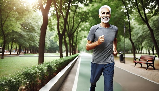 old man was jogging in the park photo